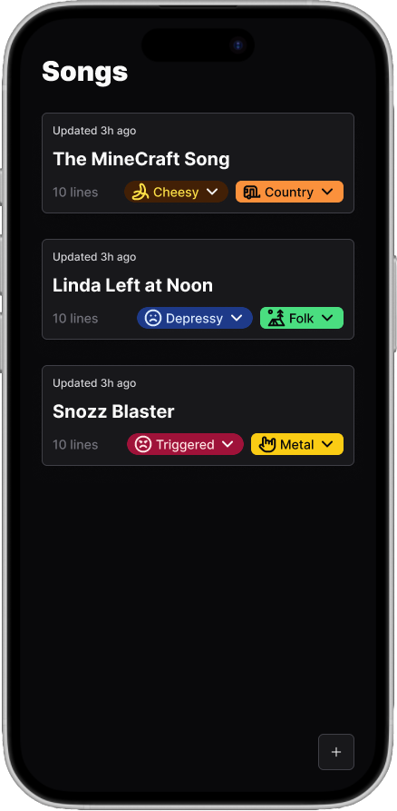 Song list screen